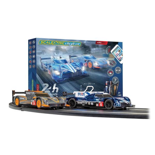 Circuit de voitures ARC PRO 24h Le Mans : Ginetta LMP1 Bleu et Ginetta LMP1 blanc et orange - Scalextric-C1404P