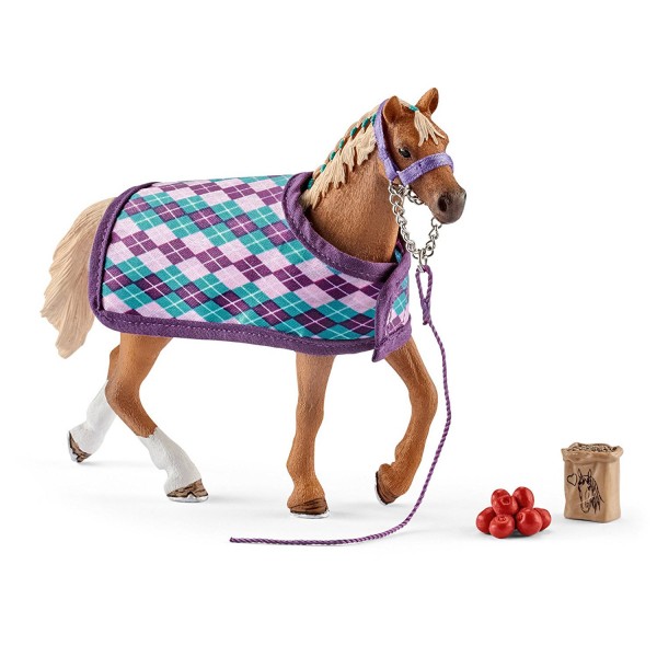 Figurine cheval : Pur-sang anglais avec couverture - Schleich-42360