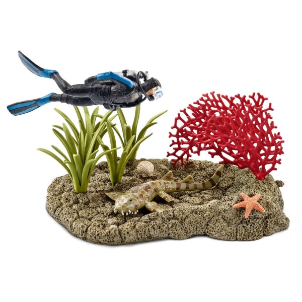 Figurine Plongeur dans un récif corallien - Schleich-42328