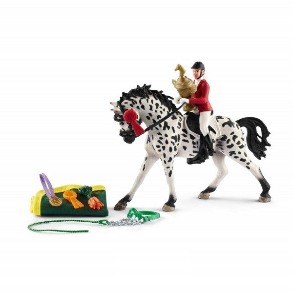 Figurines cheval et cavalière : Tournoi avec jument Knabstrupp - Schleich-41434