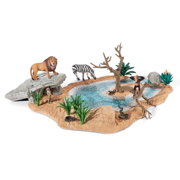 Point d'eau avec figurines animaux sauvages - Schleich-42258