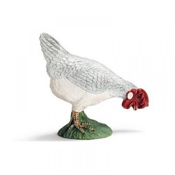 Figurine poule blanche qui picore - Schleich-13647