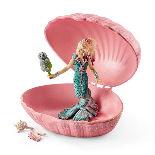 Figurine Bayaia : Sirène avec bébé phoque dans un coquillage - Schleich-70564