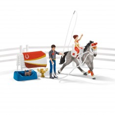 Figuras de caballo y jinete: kit de acrobacia aérea ecuestre Horse Club Mia