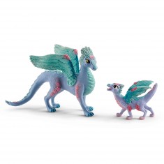 Figurines Bayala : Dragon aux fleurs, maman et bébé
