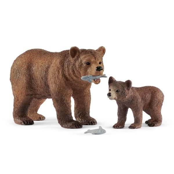 Mama-Grizzly-Figuren mit Jungem - Schleich-42473