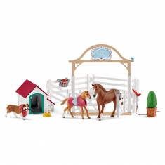 Figuras de caballos: los caballos invitados de Hannah con el perro Ruby y accesorios