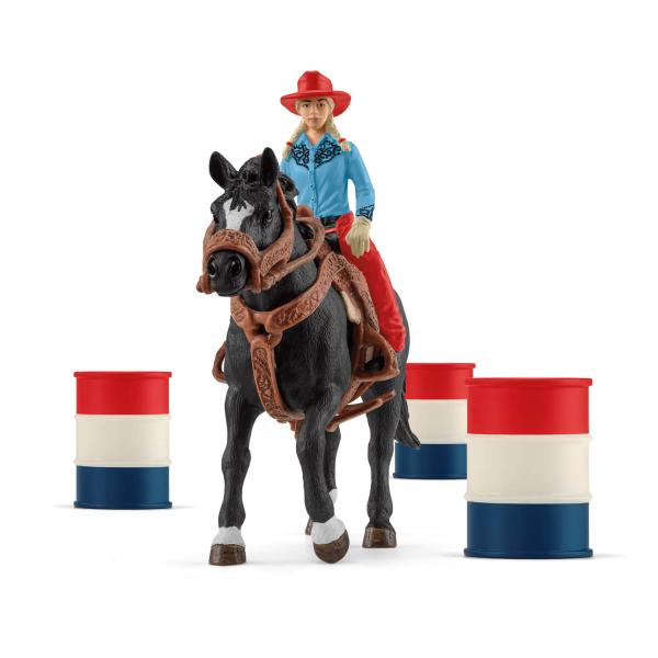 Figurines Farm World : Cowgirl et Tonneaux de Racing - Schleich-42576