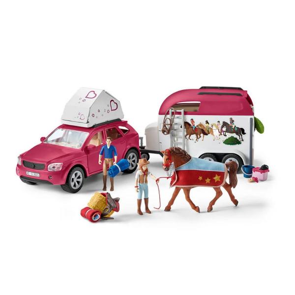 Figura del club ecuestre: Gran viaje ecuestre en coche y remolque - Schleich-42535