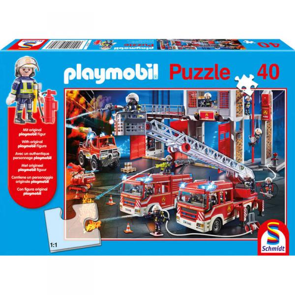 Puzzle 40 pièces : Playmobil : Pompiers - Schmidt-56380