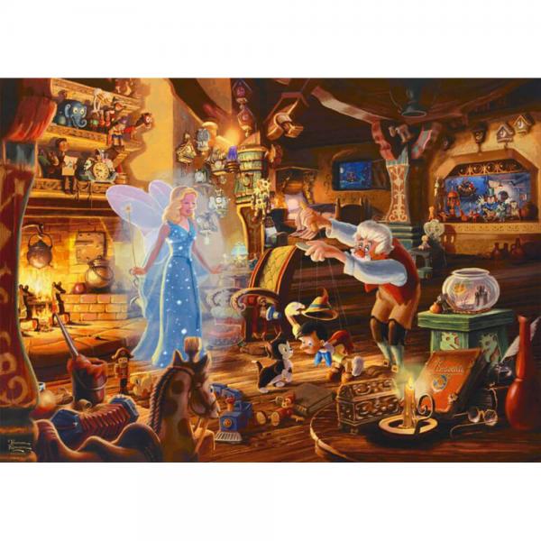 Puzzle Disney de 1000 piezas: Thomas Kinkade: Pinocho de Geppetto - Schmidt-57526