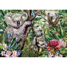 Puzzle 500 pièces : Une adorable famille de koalas 