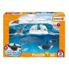 Puzzle 60 pièces avec figurine : Dans l'arctic