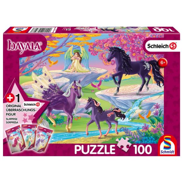 100 pieces jigsaw puzzle with figurine: Glade with unicorn fam - Schmidt-56396