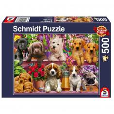 500-TEILIGES PUZZLE: HUND IM REGAL