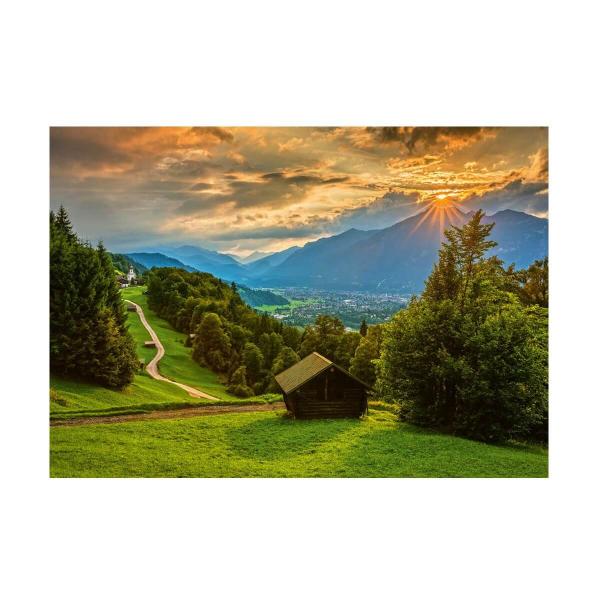 1500 pieces PUZZLE: SUNSET OVER THE MOUNTAIN VILLAGE OF WAMBERG - Schmidt-58970