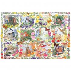 200 pieces puzzle: Flowers and animals throughout the seasons