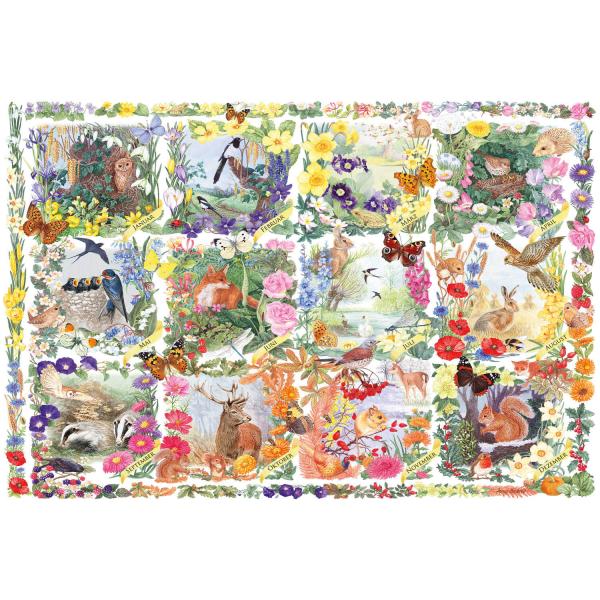 Puzzle de 200 piezas: flores y animales a lo largo de las estaciones - Schmidt-56422