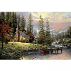 Puzzle 500 pieces - Thomas Kinkade: House in the middle of the mountain