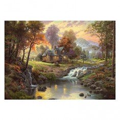 Puzzle 1000 pièces - Thomas Kinkade : Chalet au crépuscule