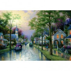 Puzzle de 1000 piezas - Thomas Kinkade: El despertar del pueblo