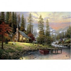 Puzzle 500 pièces - Thomas Kinkade : Maison en pleine montagne