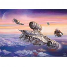 Puzzle 1000 pièces : Star Wars  The Mandalorian : Thomas Kinkade : L'escorte