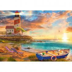 1000 piece puzzle: Sunset at Lighthouse Bay