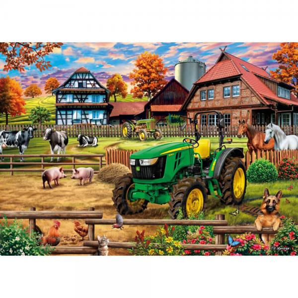 1000 Teile Puzzle: Bauernhof mit Traktor: John Deere 5050E - Schmidt-58534