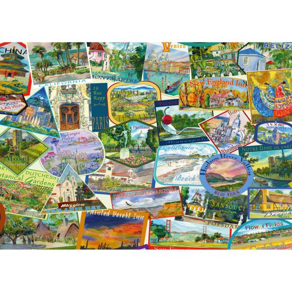 1000 pieces puzzle: travel stickers - Schmidt-58984