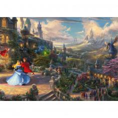 Puzzle 1000 pièces : Thomas Kinkade : La Belle au bois dormant, danse dans la lumière enchantée, Dis