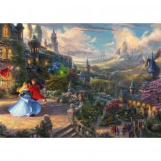 Puzzle de 1000 piezas : Thomas Kinkade : La Bella Durmiente Bailando en La Luz Encantada, Disney