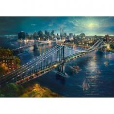 Puzzle 2000 pièces : Clair de lune à Manhattan, Thomas Kinkade