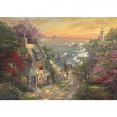 Puzzle 3000 pièces : Hameau du phare, Thomas Kinkade