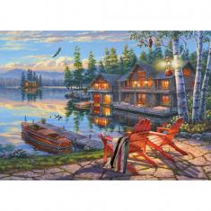 1000 piece puzzle: On the shores of Loon Lake, New York