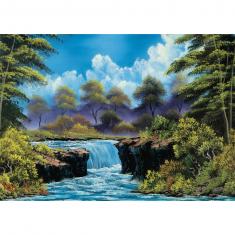 1000 piece puzzle: Bob Ross: Waterfall in the clearing