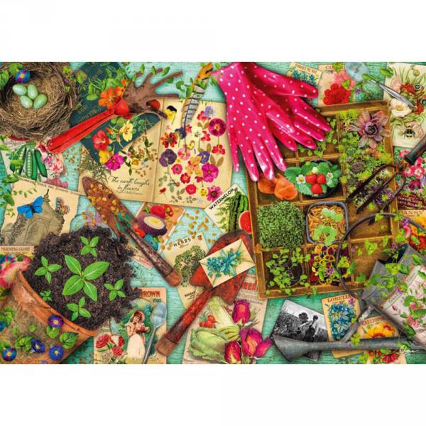 Puzzle de 1000 piezas: Sobre la mesa: todo para el jardín - Schmidt-57580