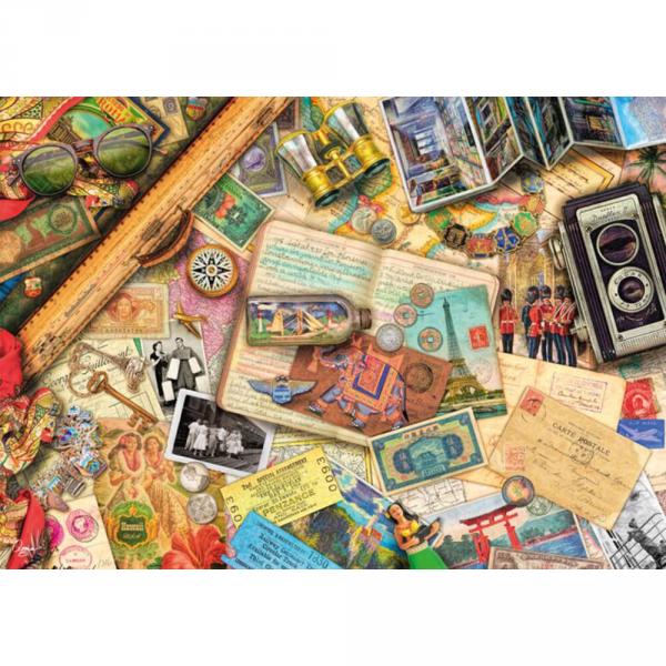Puzzle de 1000 piezas: Sobre la mesa: Recuerdos de viaje - Schmidt-57581