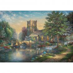 Puzzle 1000 pièces : Thomas Kinkade : Willow Wood Chapel 
