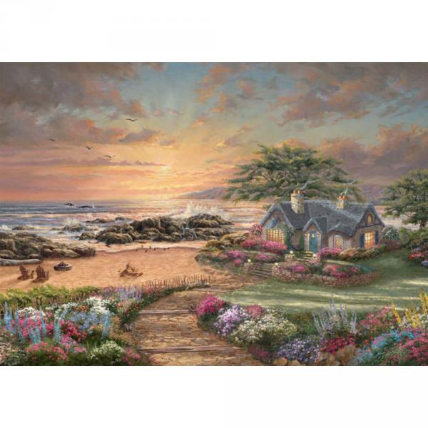 Puzzle 1000 pièces : Thomas Kinkade : Cottage en Bord de mer - Schmidt-57368