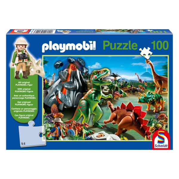 Puzzle 100 pièces : Playmobil : Au pays des dinosaures - Schmidt-56042