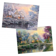 2 X 1000 pieces puzzle: Thomas Kinkade: Lamplight Manor