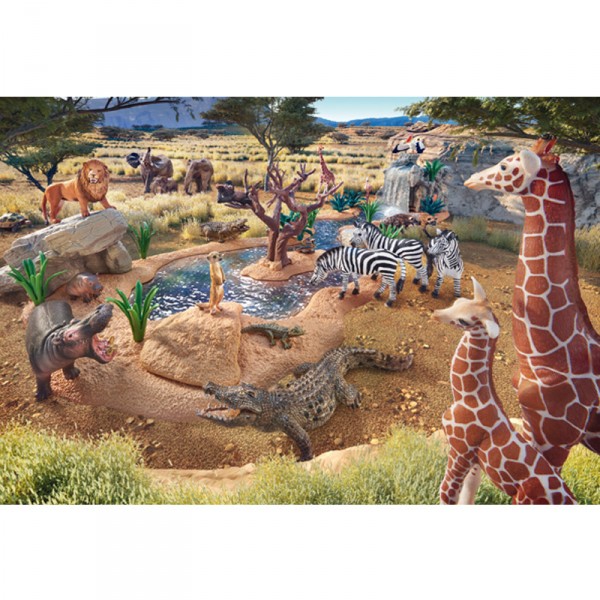 60 pieces puzzle: At the waterhole: Jungle animals - Schmidt-56191