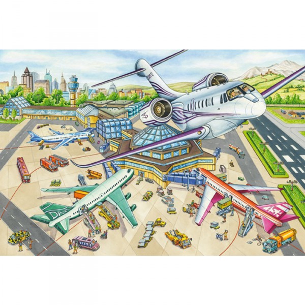 100 Teile Puzzle: Ein Tag am Flughafen - Schmidt-56206