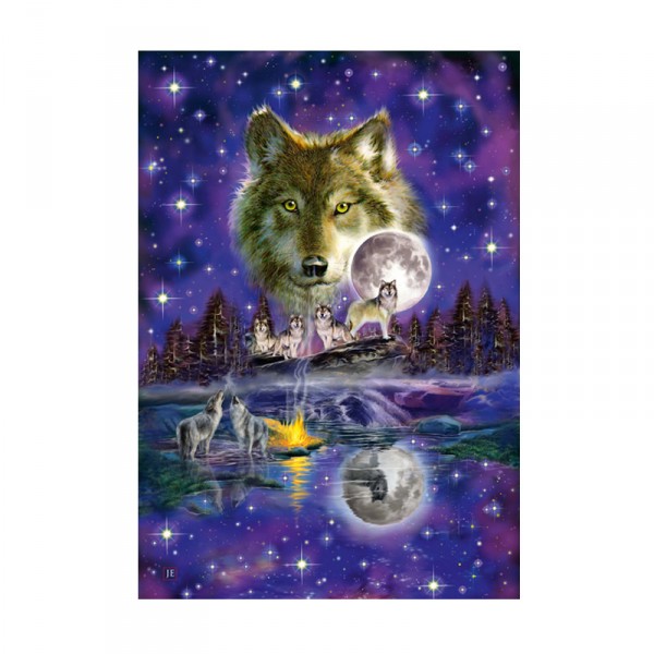 Puzzle de 1000 piezas: Lobo a la luz de la luna - Schmidt-58233