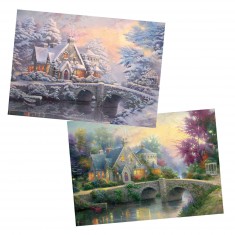 Puzzle de 2 x 1000 piezas: Thomas Kinkade: Lamplight Manor