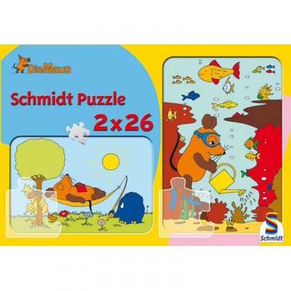 Puzzle 2 x 26 pièces : La souris : Vacances - Schmidt-55220