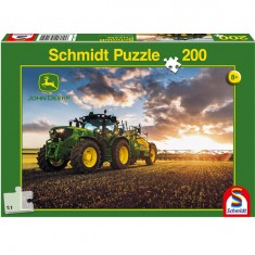 Puzzle 200 pièces : John Deere : Tracteur 6150R avec tonne à lisier