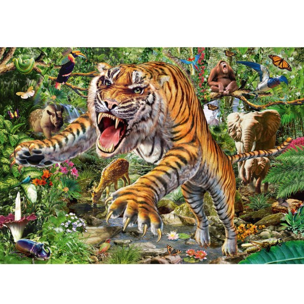 Puzzle 500 pièces : Attaque du tigre - Schmidt-58226