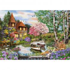 Puzzle 1000 pièces : Maison au bord du lac
